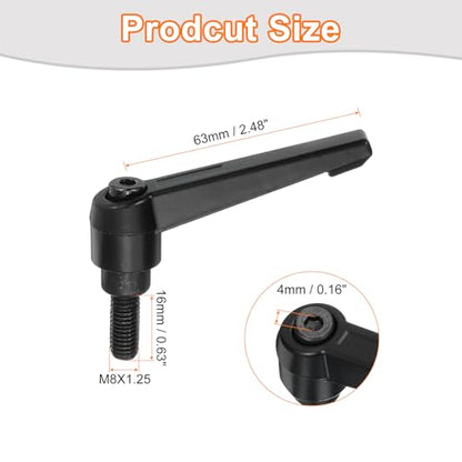 uxcell 2Pcs M8 x 16mm Adjustable Knobs Handle Male Thread Push Button Ratchet Quick Release Locking Rotating Bolt for Lathe Machinery, Black - size: M8 x 16mm