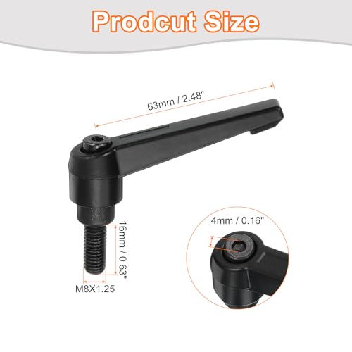 uxcell 2Pcs M8 x 16mm Adjustable Knobs Handle Male Thread Push Button Ratchet Quick Release Locking Rotating Bolt for Lathe Machinery, Black - size: M8 x 16mm