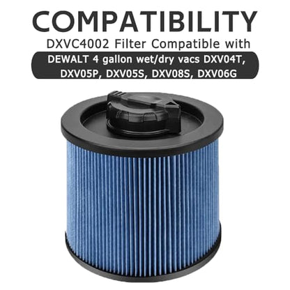 2 Pack DXVC4002 Cartridge Filter Compatible with DeWalt Wet/Dry Vac Cleaner - size: 2 Pack DXVC4002