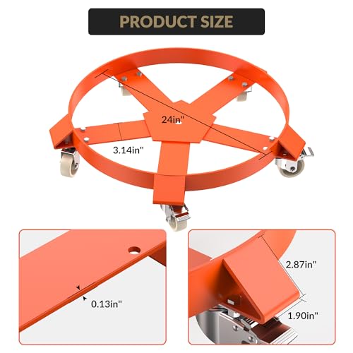 55 Gallon Heavy Duty Plastic Drum Dolly Heavy Duty 1250LBS Load Capacity Drum Cart, Non Tipping Hand Truck with 5 Swivel Casters Wheel for Warehouse Drum Handling 2 Pack - size: 5 wheels
