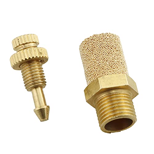 E-outstanding 5Pcs Solenoid valve copper muffler Pneumatic Muffler Silencer Adjustable 1/8 inch Threaded Air Filter Flow Speed Controller Muffler Fitting