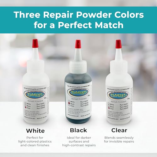 Plastex Plastic and Fiberglass Repair - Easily fix, Recreate Broken Plastic, Fiberglass Wood & More! Plastex Master Tech Kit - color: Master Kit (Black/White/Clear), size: 30 grams