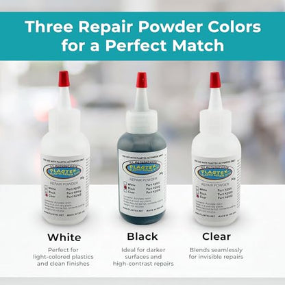 Plastex Plastic and Fiberglass Repair - Easily fix, Recreate Broken Plastic, Fiberglass Wood & More! Plastex Master Tech Kit - color: Master Kit (Black/White/Clear), size: 30 grams
