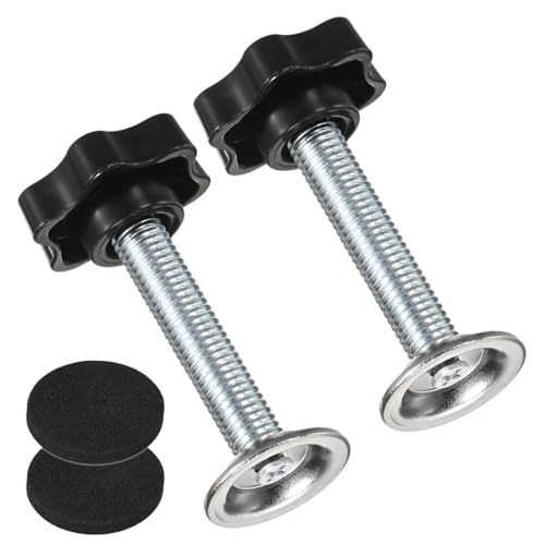 M METERXITY 2-Pack Star Handle Hand Screws, M10x50mm Carbon Steel Thread Star Clamping Knobs with Screws, Pressure Plate and Rubber Pad for Woodworking/Mechanical Equipment [Black] - size: M10 x 50mm