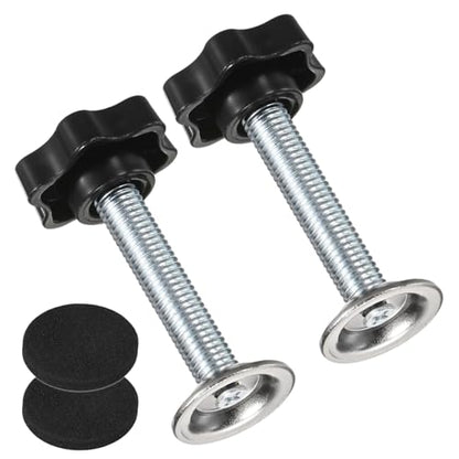 M METERXITY 2-Pack Star Handle Hand Screws, M10x50mm Carbon Steel Thread Star Clamping Knobs with Screws, Pressure Plate and Rubber Pad for Woodworking/Mechanical Equipment [Black] - size: M10 x 50mm