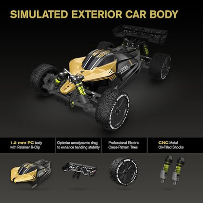 RLAARLO 1/10 Brushless RC Cars, 4×4 Buggy, 50+ MPH, Carbon Fiber, Ages 8+