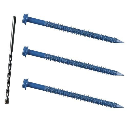 3/16 x 2-3/4" Hex Head Concrete Screw Anchor, for Anchoring to Masonry, Block or Brick (100Pcs) - size: 3/16 x 2-3/4", style: Hex Head