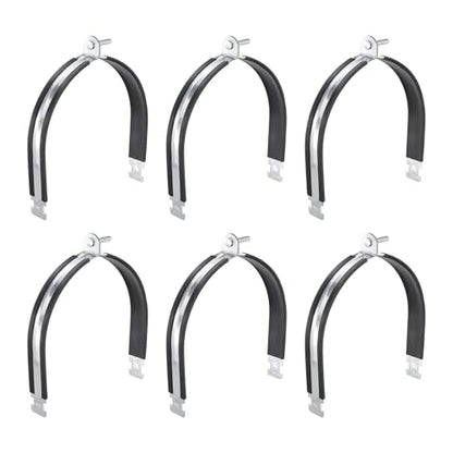 HARFINGTON 6pcs Rubber Cushion Strut Clamp 7-7/8" Universal Carbon Steel Strut Clamps with Bolt and Nut for Copper PEX Pipes CVPC Tubing, Silver Black - size: 7-7/8"