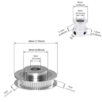 2PCS Set GT2 Synchronous Wheel 20&60 Teeth 8mm Bore Aluminum Timing Pulleys with 2PCS Length 200mm Width 6mm Belt (20-60T-8B-6) - style: 20-60T-8B-6