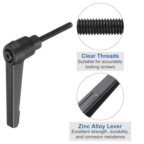 uxcell 4pcs Lever Adjustable Handles M4 x 32mm Metric Male Thread with Nuts Washers, Level Clamping Handle Set Hand Stud Knobs Rotating Screw Handles Bolts with Locking Lever, Black - size: M4 x 32mm