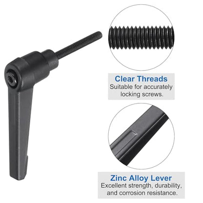 uxcell 4pcs Lever Adjustable Handles M4 x 32mm Metric Male Thread with Nuts Washers, Level Clamping Handle Set Hand Stud Knobs Rotating Screw Handles Bolts with Locking Lever, Black - size: M4 x 32mm