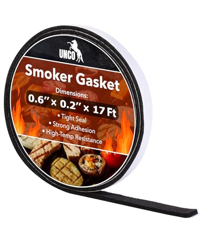 UNCO- Smoker Gasket, 17 Ft, 0.6" x 0.2”, Smoker Gasket Seal High Temp - color: Black, size: 0.6" x 0.2” 17 Ft, 1 Pack