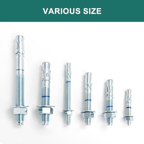 3/4" x 7" Concrete Anchors (20 Pack) 3/4 inch Wedge Anchors Bolts Zinc Plated - size: 3/4"x7"