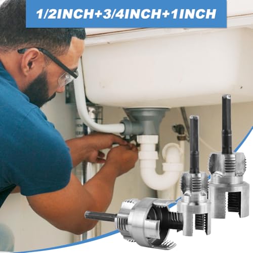3Pcs PVC Pipe Threading Kit, 1/2, 3/4&1 Inch NPT Dual End PVC Cutting Set