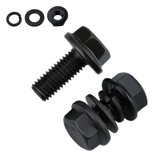 20 Sets M6-1.0 x 20mm Flange Hex Bolt with Flange Nuts and Flat & Lock Washers Assortment Set, 10.9 Grade Alloy Steel, Serrated, for Automotive Repair & Machinery Projects, Glvaner - size: M6-1.0 x 20mm