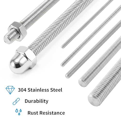4Pcs Stainless Steel Fully Threaded Rods M8x300mm Right Threads with Nuts - size: M8x300mm