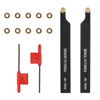 3/8" 10mm Indexable Lathe Turning Tool 12Pcs Kit for Turning - color: 2pcs 3/8" 10mm Sracl/R Shank +10pcs Inserts