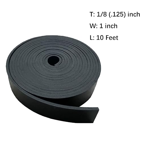 Solid Rubber Strip Roll 1/8 (.125)" Thick X 1" Wide X 10'Long - size: 1"X10'X1/8, style: No Adhesive