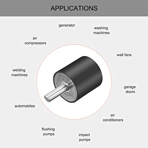 uxcell M6 Thread Rubber Mounts,Vibration Isolators,Cylindrical Shock Absorber with Studs 20mm x20mm 4pcs - size: M6x20x20mm