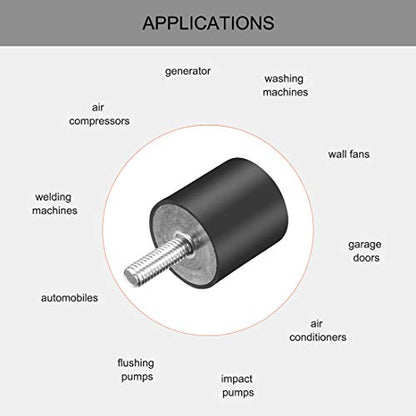 uxcell M6 Thread Rubber Mounts,Vibration Isolators,Cylindrical Shock Absorber with Studs 20mm x20mm 4pcs - size: M6x20x20mm