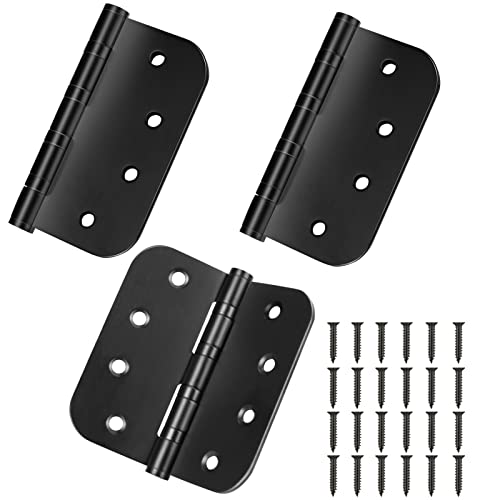 Ball Bearing Door Hinges Stainless Steel Heavy Duty Hinges 4 x 4 inch with 5/8 Inch Radius Corners Commercial Grade 3 Pack (Black) - color: Black