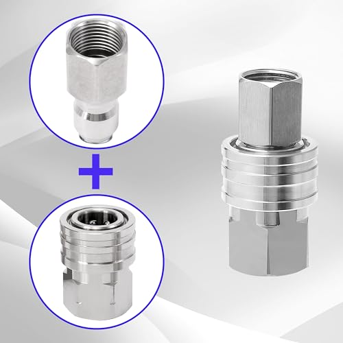 M MINGLE Pressure Washer Adapter, 2 Sets 3/8 Inch NPT Quick Connect Fitting - size: 1.6 inch