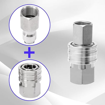 M MINGLE Pressure Washer Adapter, 2 Sets 3/8 Inch NPT Quick Connect Fitting - size: 1.6 inch