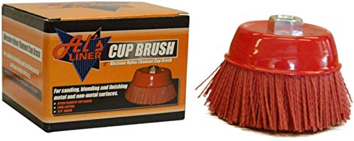 Al's Liner Abrasive 180 Grit Nylon Bristle Cup Brush - 6 Inch - Safe for Use on Metal, Wood, Aluminum and Plastic Surfaces (TOOR6) - size: 6"