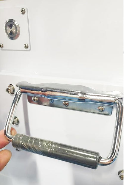 SYINE 5.15 Inch 8.3 oz Large Heavy Duty Folding Handle,3 Mounting Holes,Spring Loaded with Rubber Grip for Toolbox Cabinet,1 Pack,Silver - color: Silver