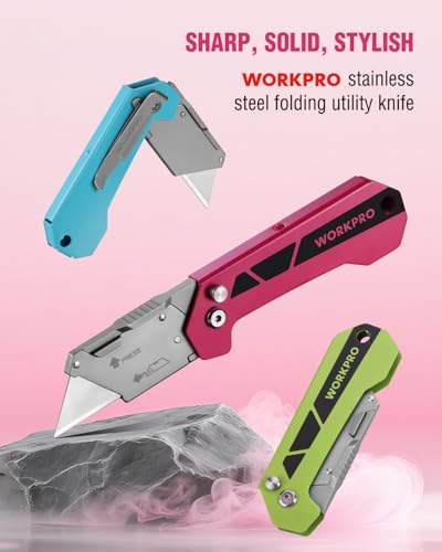 WORKPRO Box Cutter, Utility Knife, Pink - color: Rose Pink