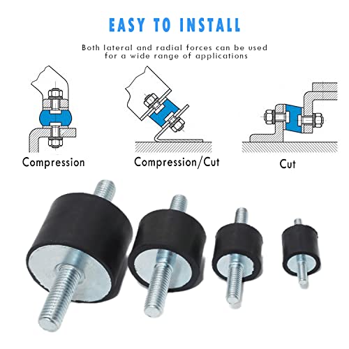 EASYEAH M10 Rubber Studs Shock Absorber Anti-Vibration Isolator Mounts - size: VV-M10x28-40x30