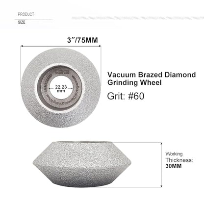 SHDIATOOL 3 - inch Diamond Hand Profile Wheel Height 30mm Convex Curve Edge Grinding Disc Grooving for Stone Marble Granite Rock - size: 30mm Height v shape