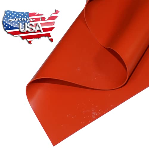 Red Silicone Rubber Sheet, 60A Durometer, 1/32 x 9 x 12 Inch Commercial Grade, Made in The USA, No Adhesive Backing, High Temp Material for Gaskets Pads Washers Leveling Objects DIY Sealing