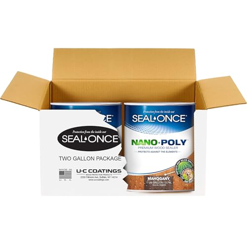 SEAL-ONCE Nano+Poly Wood Sealer and Waterproofer, Mahogany, 2 Gallon - color: Mahogany, size: 2 Gallon