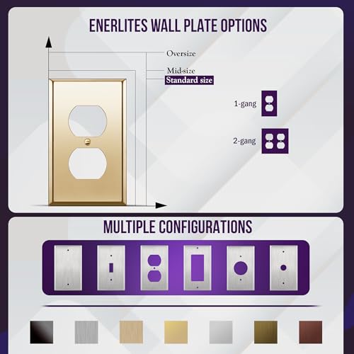 ENERLITES Double Duplex Receptacle Metal Wall Plate, 2-Gang Polished Brass - color: Polished Brass, size: Standard Size