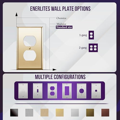 ENERLITES Double Duplex Receptacle Metal Wall Plate, 2-Gang Polished Brass - color: Polished Brass, size: Standard Size