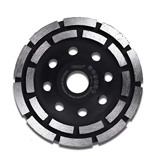 HERZO Diamond Concrete Grinding Wheel 5 inch,Double Row Diamond Cup Wheel for Polishing and Cleaning Stone Concrete Surface, Cement, Marble, Rock, Granite, and Thinset Removing - style: 125mm double row