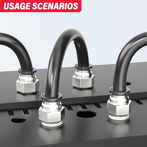 1/4"OD Black Polyurethane PU Air Hose Line Kit with Push-to-Connect Fittings for Compressed Air 10 Meter/32.8ft (Pack of 27) - color: Black, size: 1/4"OD