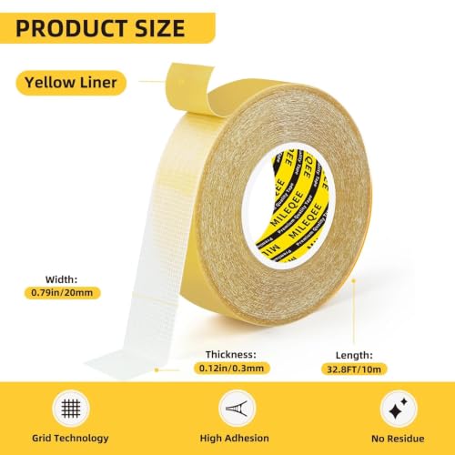 High Tack Double Sided Tape Heavy Duty Grid Mesh Stick,0.79" x 33FT - size: 1 Pack, 0.79" x 33FT