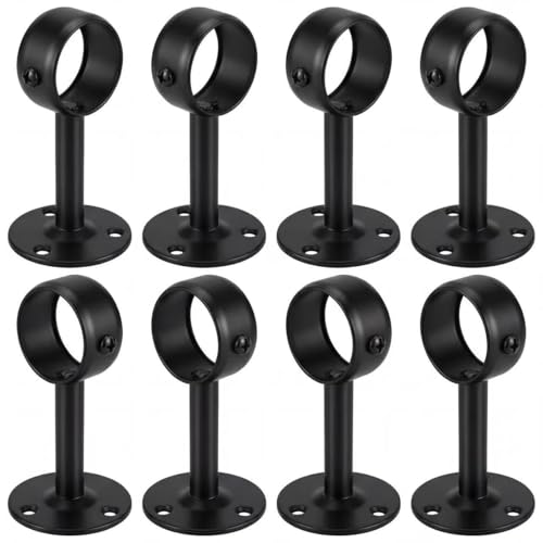 1-1/4 Inch 8 Packs Black Heavy Duty Stainless Steel Closet Rod End Supports Closet Pole Sockets Flange Rod Holder with Screws， Closet Rod Brackets (8 Packs 1-1/4 Inch clothes rod bracket) - color: 8 Packs 1-1/4 Inch clothes rod bracket