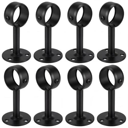 1-1/4 Inch 8 Packs Black Heavy Duty Stainless Steel Closet Rod End Supports Closet Pole Sockets Flange Rod Holder with Screws， Closet Rod Brackets (8 Packs 1-1/4 Inch clothes rod bracket) - color: 8 Packs 1-1/4 Inch clothes rod bracket