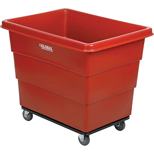 Global Industrial 12 Bushel Plastic Bulk Box Truck, Steel Base, Red - color: Red