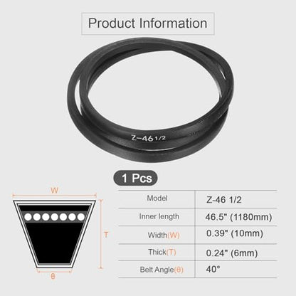 HARFINGTON Z-46 1/2 Z Type V-Belt 1180mm/46.5" Inner Length x 0.39" Width x 0.24" Height, Z-Type Closed-Loop Rubber Transmission Belt - size: Z-46