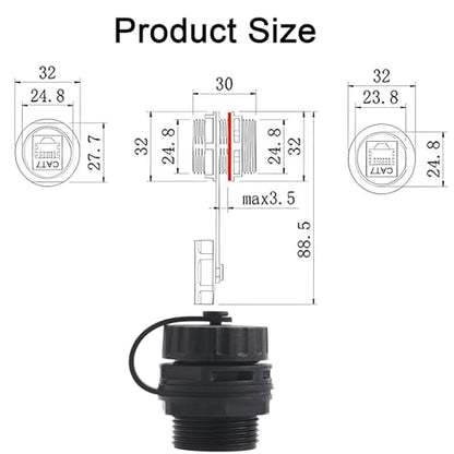 5PCS 10Gbps CAT7 Panel Mounting Shielded RJ45 Waterproof Connector - size: 5 Pieces CAT7