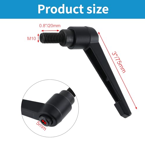 Clamping Lever Handles M10 x 20mm Push Button Ratchet Lever Male Threaded Stud Adjustable Handles Hand Knobs Rotating Screw Handles Bolts with Locking Lever -2pcs - size: M10 x 20mm