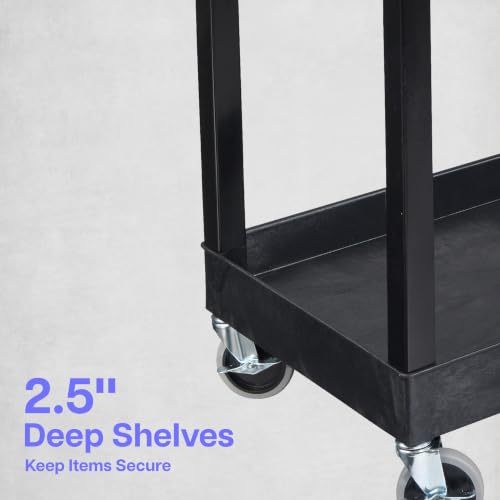 Luxor 32" x 18" Tub Storage Cart 2 Shelves - Black, (EC11-B)
