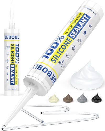 Silicone Caulk & Sealant Clear, 100% Waterproof Silicone Sealant, Shrink & Crack Proof, Silicone Sealant Caulking for Kitchen, Bathroom, RV, Interior & Exterior Use, 10.2 FL. OZ/300ML, 1 Pack - color: Clear, size: 1 Pack