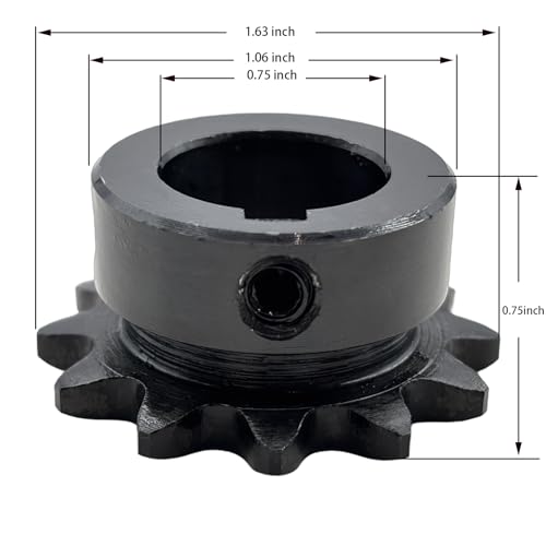 #35 Roller Chain Sprocket Type B 3/4 inch Bore 12 Tooth, Hardened Antirust 1045 Steel Drive Sprockets 35B12-3/4