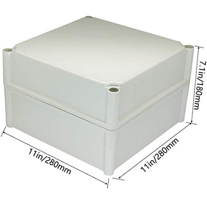 Zulkit Junction Box ABS Plastic Dustproof Waterproof IP67 Junction Boxes Universal Electrical Project Enclosure DIY Electronic Project Box Grey 11.02 x 11.02 x 7.09 inch (280 x 280 x 180 mm) - size: 11.02" x 11.02" x 7.09"