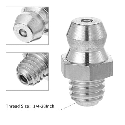 6 Pcs Stainless Steel Straight Grease Fitting, 1/4-28 Inch Thread Hydraulic Metric Grease Fittings, Heavy-Duty Stainless Greases Fitting, Portable Metric Fittings Accessories